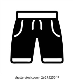 Diseño de icono de objeto de pantalón corto en blanco y negro con contorno en negrita 