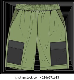 short pants color block drawing vector, short pants in a sketch style, trainers template, vector Illustration.
