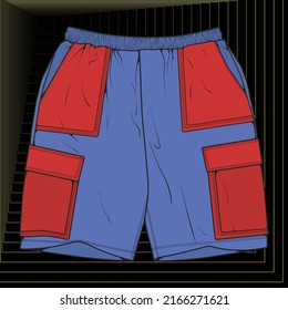 short pants color block drawing vector, short pants in a sketch style, trainers template, vector Illustration.
