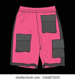 short pants color block drawing vector, short pants in a sketch style, trainers template, vector Illustration.

