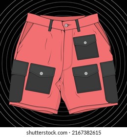 short pants color block drawing vector, short pants in a sketch style, trainers template, vector Illustration.
