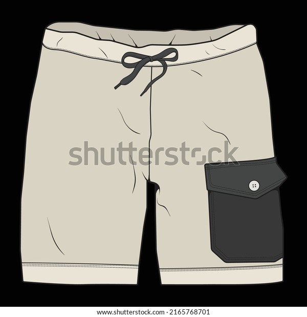 short pants\
color block drawing vector, short pants in a sketch style, trainers\
template, vector\
Illustration.\
