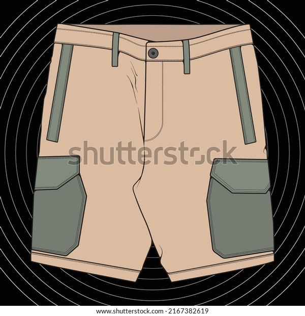 short pants\
color block drawing vector, short pants in a sketch style, trainers\
template, vector\
Illustration.\
