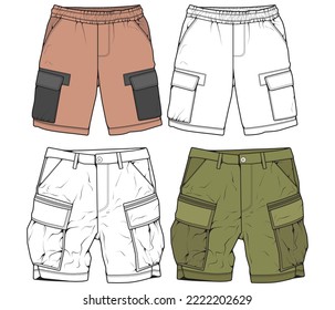 vector de dibujo de pantalones cortos, pantalones cortos en un estilo de esbozo, plantilla de entrenadores, ilustración vectorial.
