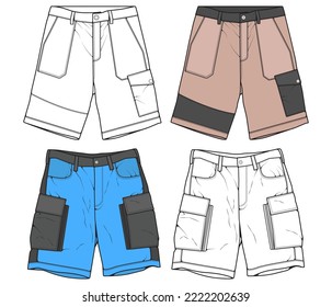 short pants drawing vector, short pants in a sketch style, trainers template, vector Illustration.

