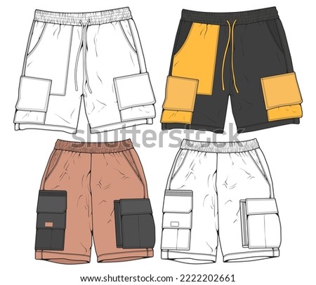 short pants drawing vector, short pants in a sketch style, trainers template, vector Illustration.
