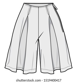 Short Pants Fashion Flat Sketch Template Stock Vector (Royalty Free ...