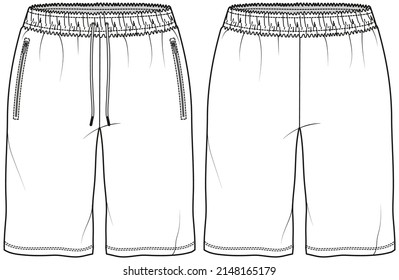 Short pants fashion flat sketch vector template