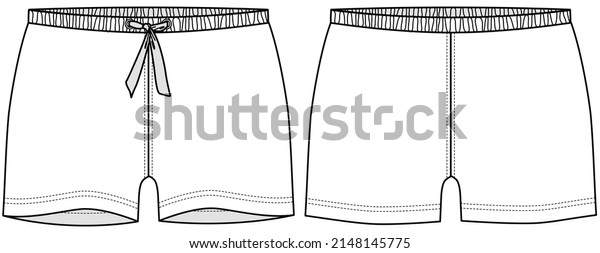 Short Pants Fashion Flat Sketch Vector Stock Vector (Royalty Free ...
