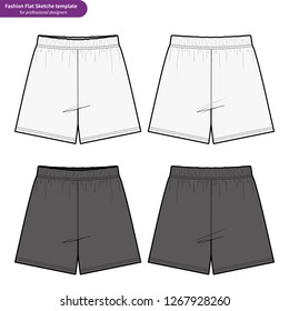 SHORT PANTS Fashion flat technical drawing vector template	
