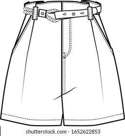 
short pants, flat sketch template, vector