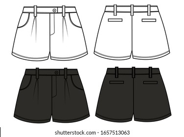 SHORT PANTS FLAT SKETCH TEMPLATE