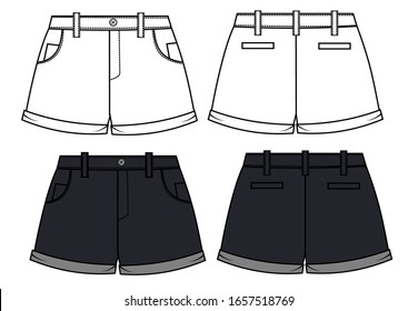 SHORT PANTS FLAT SKETCH TEMPLATE