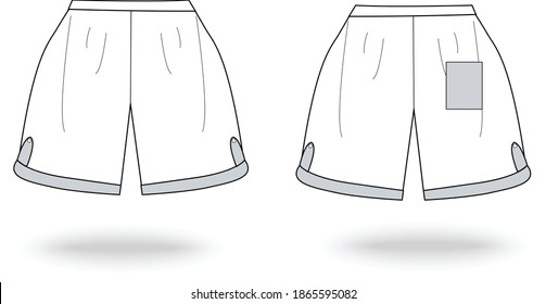 SHORT PANTS FLAT SKETCH TEMPLATE
