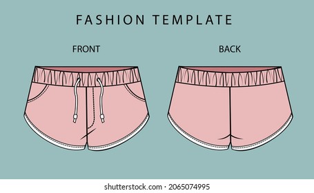 SHORT PANTS FLAT SKETCH TEMPLATE
