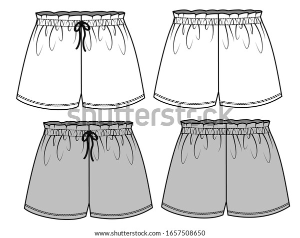 Short Pants Flat Sketch Template Stock Vector (Royalty Free) 1657508650 ...