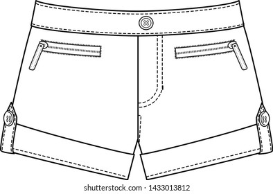 short pants girls vector template isolated illustration