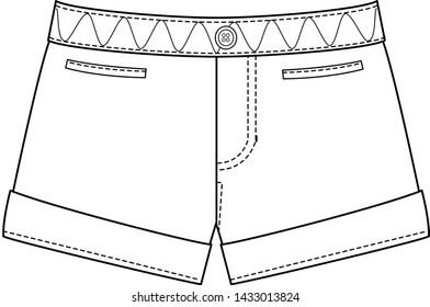 short pants girls vector template isolated illustration