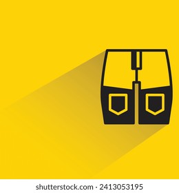 short pants icon with shadow on yellow background