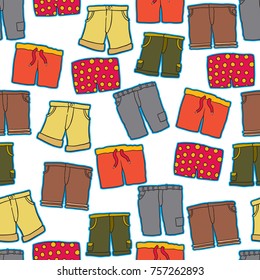 short pants illustration seamless pattern colored