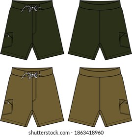 plantilla de vector de pantalones cortos para hombres