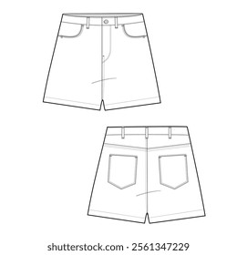 short pants mockup template clothing vector design