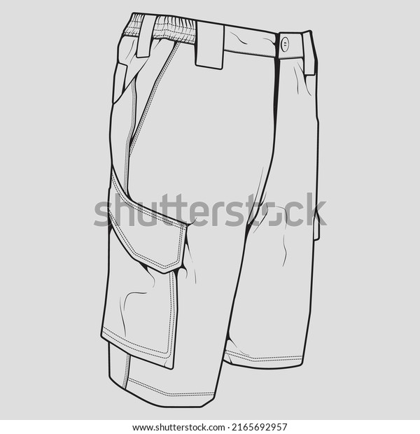 short\
pants outline drawing vector, short pants in a sketch style,\
trainers template outline, vector\
Illustration.\
