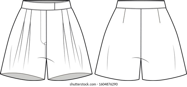  Short pants women. Vector sketch fashion 