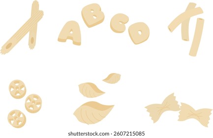 Short pasta vector illustration set
