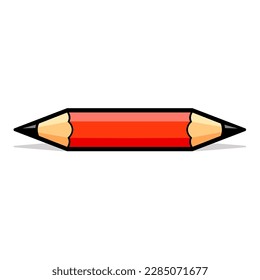 Short pencil that is sharpened on both sides. Lápis vermelho. EPS 10