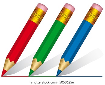 Short pencils on a white background - blend and gradient only