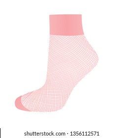 Short Pink Fishnet Socks. Vector Illustration