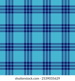 Padrão de tecido xadrez curto, verificação de vetor tartan único. Fluxo de textura sem costura têxtil de fundo na paleta de cores ciano e azul.