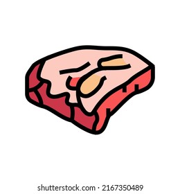 short plate with beef meat color icon vector. short plate with beef meat sign. isolated symbol illustration