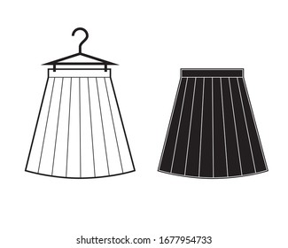 short pleated skirt vector line icon, sign.