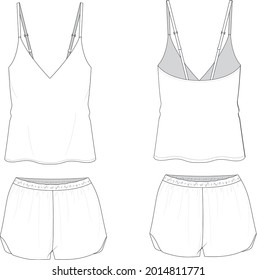 Short pyjama set technical drawing vector