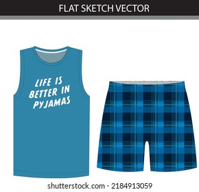 Short pyjamas set vectorial file.