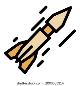 Short Range Ballistic Missile Icon. Outline Short Range Ballistic Missile Vector Icon Color Flat Isolated