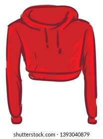 A short red hoody and long hands vector color drawing illustration