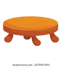 Short round stool with four legs standing on white background