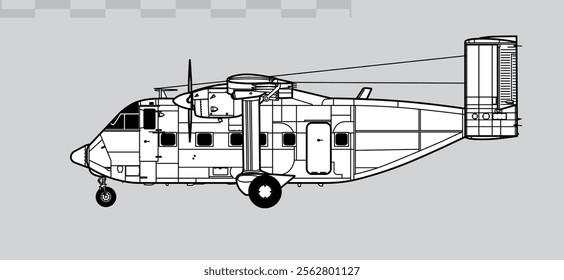 Short SC7 Skyliner 3A-100. Vector drawing of light utility aircraft. Side view. Image for illustration and infographics.