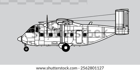 Short SC7 Skyliner 3A-100. Vector drawing of light utility aircraft. Side view. Image for illustration and infographics.