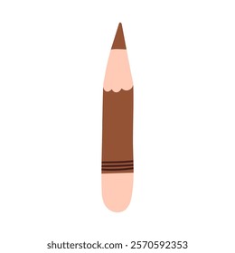 Short school pencil. Vector hand drawn illustration