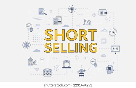 short selling concept with icon set with big word or text on center