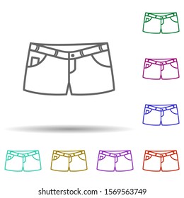 Short shorts in multi color style icon. Simple thin line, outline vector of summer clothes icons for ui and ux, website or mobile application