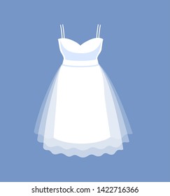 Short simple wedding dress. Vector cartoon illustration.