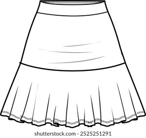 Falda corta con volantes y volantes
