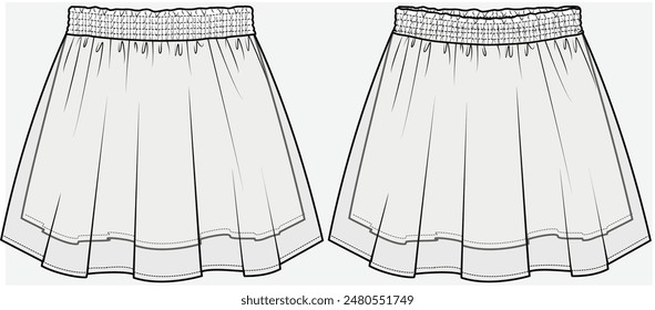 SHORT SKIRT WITH TULLE OVERLAY DEAIL DESIGNED FOR TEEN GIRLS AND KID GIRLS IN VECTOR FILE