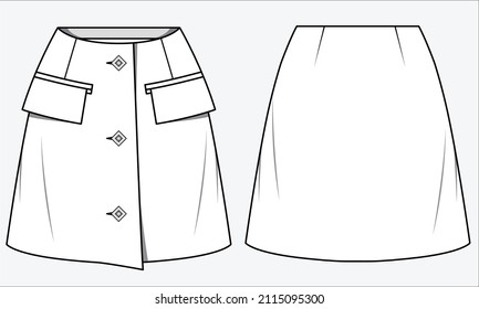 SHORT SKIRT FOR WOMEN AND TEEN GIRLS IN EDITABLE VECTOR FILE