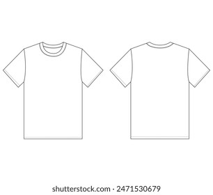 Short Sleeve baby T shirt Tops Technical fashion flat sketch front and back view Vector illustration template For kids